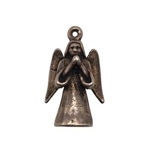 VINTAGE STERLING SILVER CHARM ANGEL Praying 3D‎ 925 Substantial Bracelet